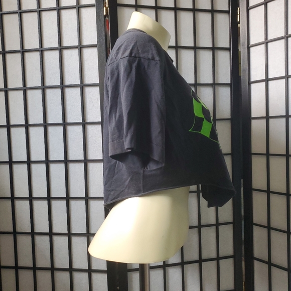 Vintage Santa Fe Speedway Custom Cropped Black Midriff T-shirt / Green on Black - Picture 7 of 15